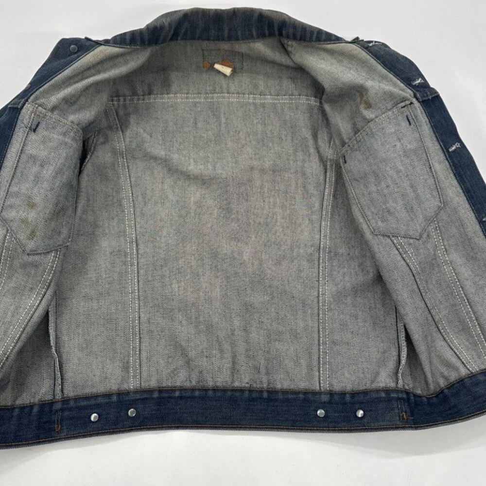 Vintage 70s Levi's Orange Tab Denim Jacket Mens CROP Small Trucker USA Indigo - Picture 4 of 16